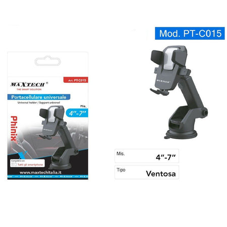 Portacellulare A Ventosa Per Smartphone Universale Da Auto In Pvc Maxtech Pt-c015