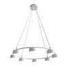 Lampadario Moderno 8 Luci Starlit In Acciaio Bianco Ad Anello E Cilindri