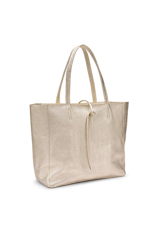 Frau borsa morbida in pelle laminato platino B362