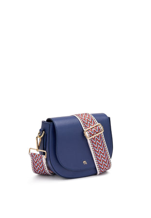 Frau borsa piccola rigida con patta e tracolla blu B313
