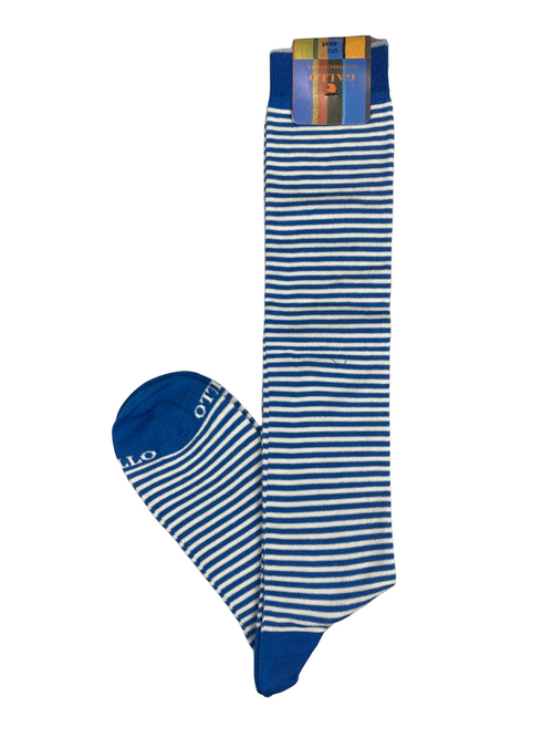 Calze lunghe Uomo - Gallo - righe bicolore azzurro/bianco