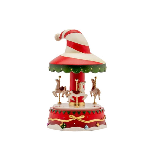 Carillon rosso e bianco con cavallucci, decorazione da h 20 cm