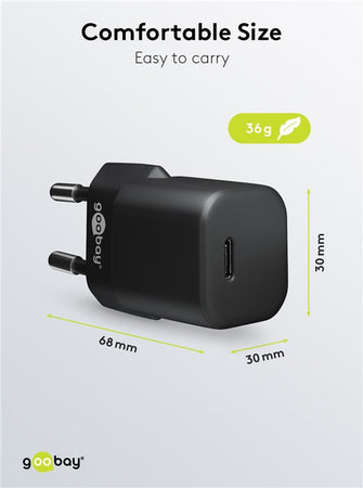 Alimentatore Caricatore Rapido USB-C&trade PD GaN Nano 20W 3A Nero