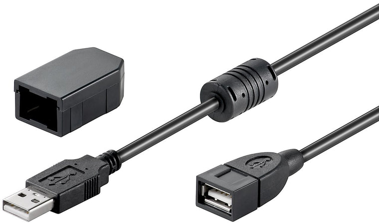 Cavo Prolunga USB 2.0 con Ferrite A Maschio / A Femmina 2m Nero