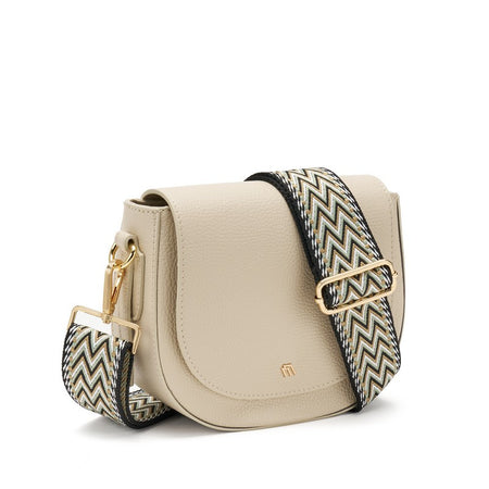 Frau borsa piccola rigida con patta e tracolla crema B313