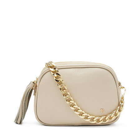 Frau borsa piccola in pelle con catena col. crema B305