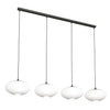 Lampadario 4 Luci Coco In Acciaio Nero Paralume Plissettato Bianco