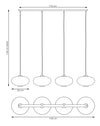 Lampadario 4 Luci Coco In Acciaio Nero Paralume Plissettato Bianco
