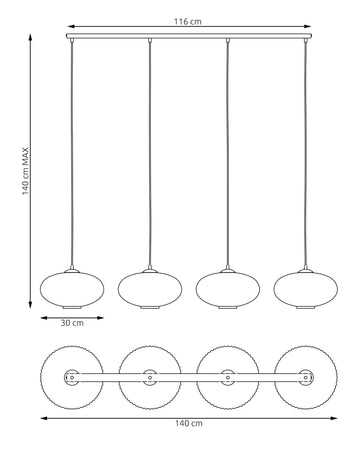Lampadario 4 Luci Coco In Acciaio Nero Paralume Plissettato Bianco