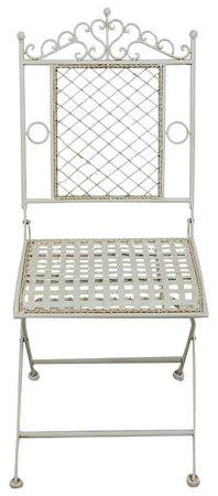 Biscottini Biscottini Sedia Ferro Battuto Pieghevole Giardino Pranzo Bianca Anticata