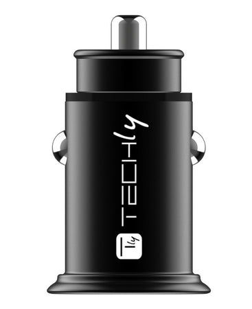 Mini Caricatore da Auto 2 Porte USB-A Ricarica veloce 36W Metallo Nero