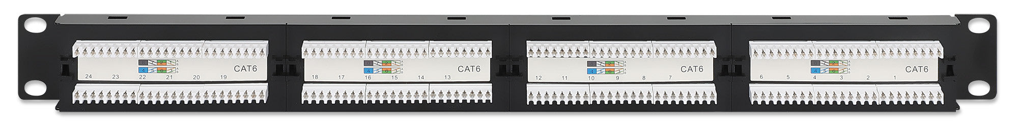 Pannello Patch UTP 24 Posti RJ45 Cat.6 con Barra Gestione Cavi