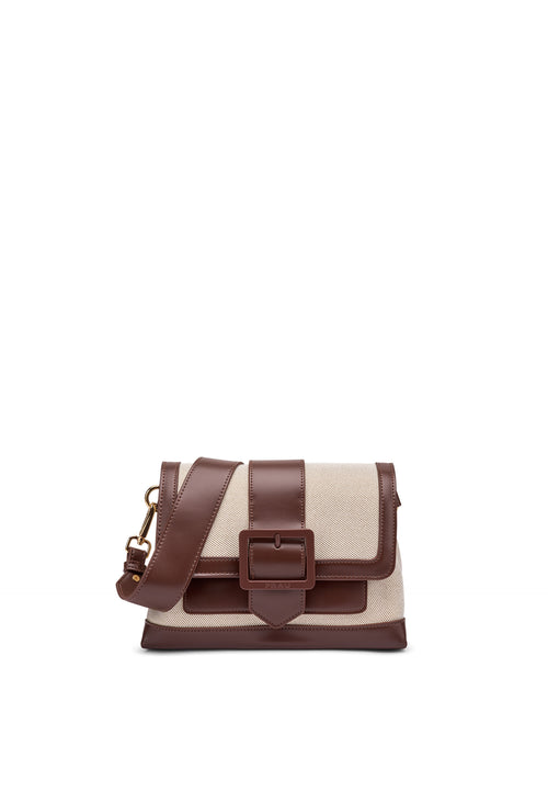 Frau borsa in canvas e microfibra con fibbia ebony B985