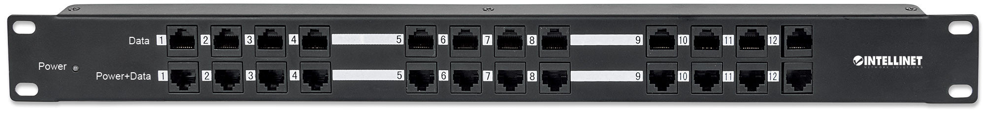 Pannello Patch 12 Porte PoE Passivo con Alimentatore