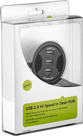 Hub USB 2.0 3 porte In-Desk diametro 6 cm
