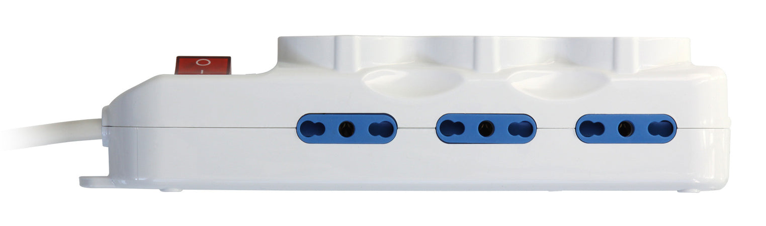 Multipresa 6 Posti Italiana Bipasso / 3 Schuko con Interruttore
