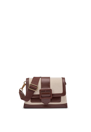Frau borsa in canvas e microfibra con fibbia ebony B985