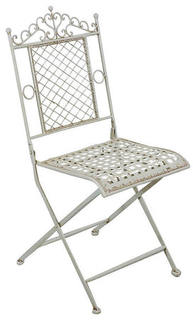 Biscottini Biscottini Sedia Ferro Battuto Pieghevole Giardino Pranzo Bianca Anticata
