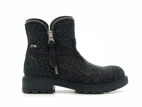 NERO GIARDINI Stivaletto bambina nero glitter in pelle