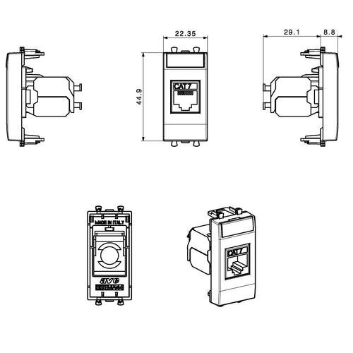 Domus S44 Presa RJ45 Cat.7 FTP Bianco Lucido