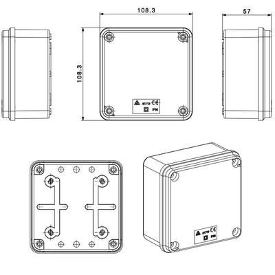Scatola Quadrata IP65 di Derivazione per Pareti Lisce 100x100