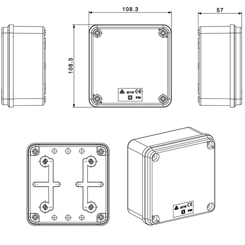 Scatola Quadrata IP65 di Derivazione per Pareti Lisce 100x100