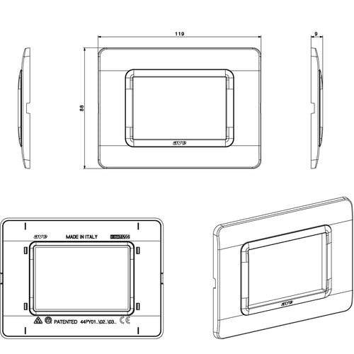 Placca Tecnopolimero S44 3 Moduli Bianco
