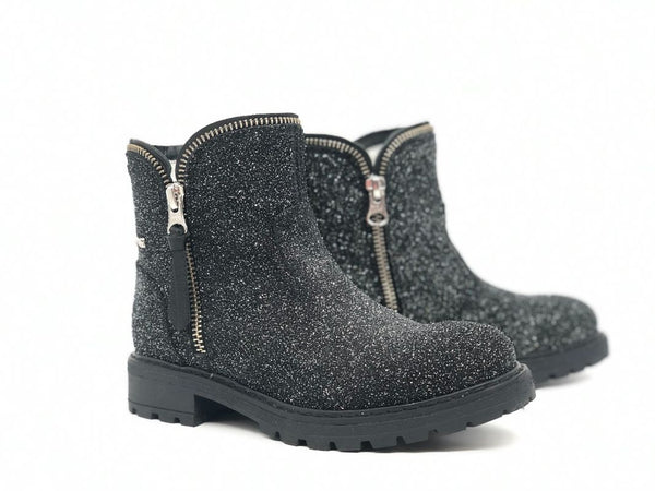NERO GIARDINI Stivaletto bambina nero glitter in pelle
