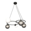 Lampadario 5 Luci Libra A Cerchi E Diffusori In Vetro Rigato Opale E Fumè
