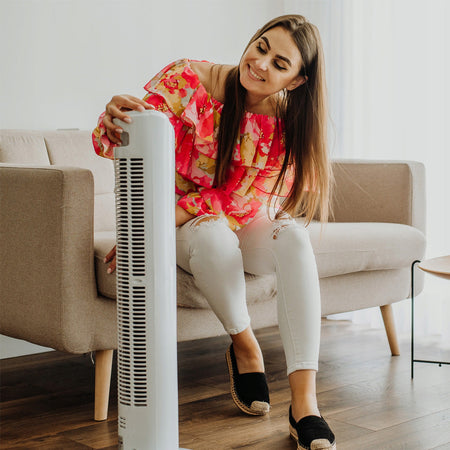 Ventilatore a Torre 80 cm silenzioso Oscillante 3 Velocità 45W con Telecomando