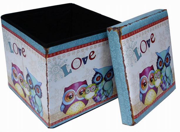 Biscottini Pouf Contenitore Richiudibile Biscottini 38x38x38 Ecopelle Sgabello Ordine Casa