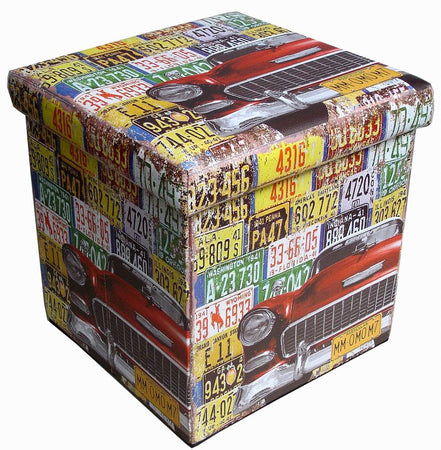 Biscottini Pouf Contenitore Biscottini 38x38x38 Ecopelle Richiudibile Sgabello Poggiapiedi