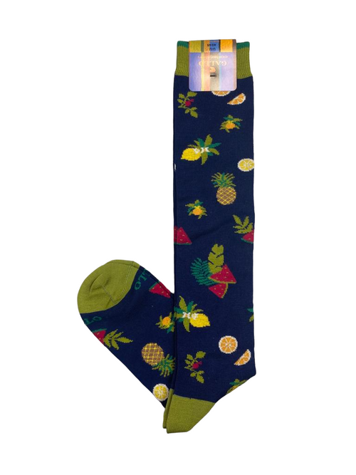 Calze Lunghe Uomo - Gallo - Fantasia frutti - blu/verde
