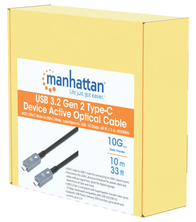 Cavo Ottico Attivo Dati e Video USB 3.2 Gen 2 USB-C&trade M/M Fibra Ottica 4K 10 m