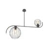 Lampadario Industrial 2 Luci Echo In Acciaio Nero Paralumi A Gabbia