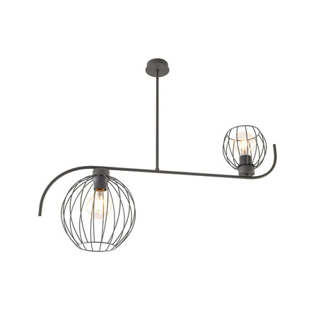 Lampadario Industrial 2 Luci Echo In Acciaio Nero Paralumi A Gabbia