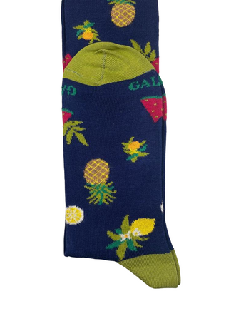 Calze Lunghe Uomo - Gallo - Fantasia frutti - blu/verde