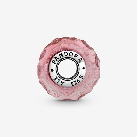 Pandora Charm in vetro di Murano rosa con onde