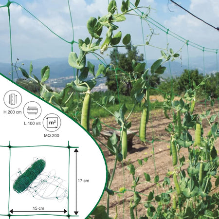 Rete per ortaggi rampicanti Rotolo 2x100 mt Verde
