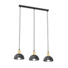 Lampadario 3 Luci Moto In Acciaio Nero E Oro Diffusori A Cupola