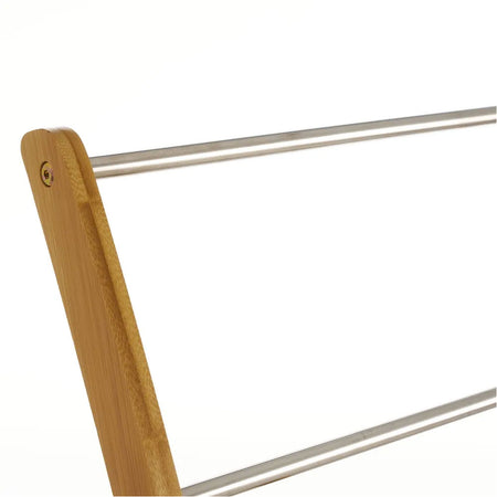 Porta Asciugamani da Terra Piantana in Legno Bambù 3 Braccia per Bagno