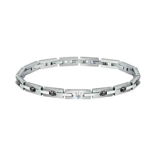 Bracciale MASERATI uomo Iconic acciaio / cristalli neri