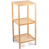Scaffale a Colonna da Bagno 3 Ripiani Legno Bambù Organizer 33x32x77.5cm