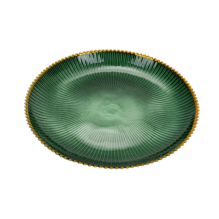 Piatto decorato con Bordo Oro centrotavola in vetro per tavola natalizia da 31 cm
