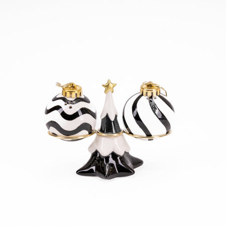 Set sale e pepe decorativo in ceramica con sfera decorazione natalizia