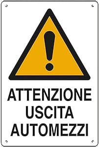 Cartello 'Attenzione Uscita Automezzi' In Polionda cm 40 x 60