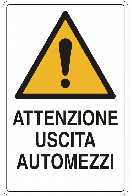 Cartello 'Attenzione Uscita Automezzi' In Polionda cm 40 x 60
