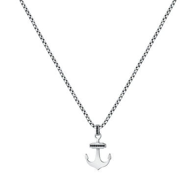 Pendente SECTOR uomo Premium Ancora acciaio / cristalli neri