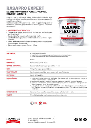 Tecnostuk RasaPro Expert - Rasante bianco antimuffa kg.5 e kg.20