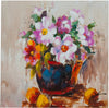 Biscottini Quadro olio su tela dipinto a mano vaso fiori 60x3x60 dare tocco L60xPR3xH60